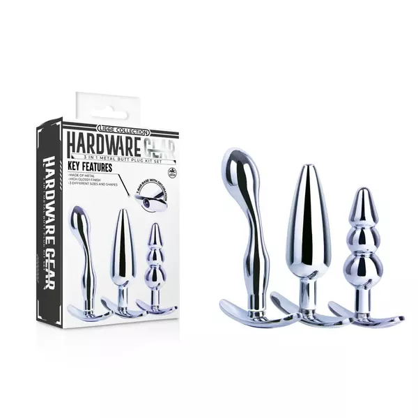 Anális dugó készlet Hardware gear 3 in 1 metal butt plug set III