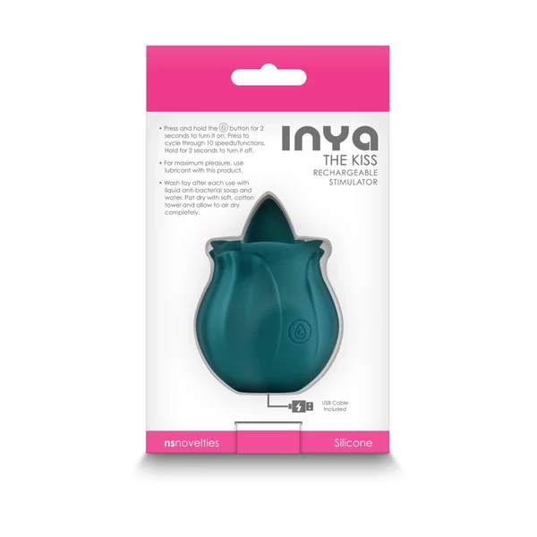 Nyelves csiklóizgató rózsa Inya The Kiss - dark teal
