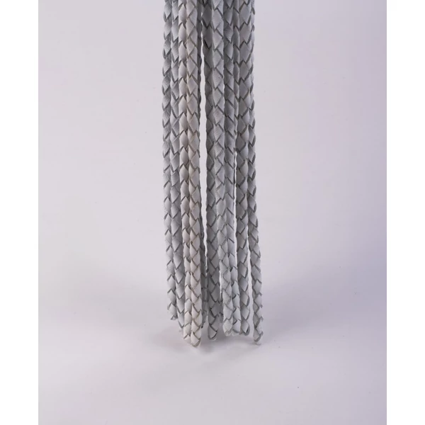Fonott bőr korbács Kid handle leather braided tails fehér