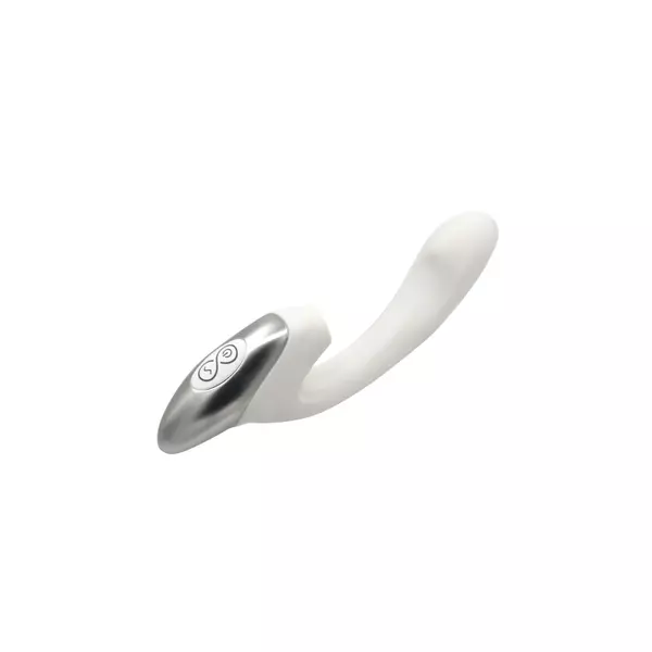 Léghullámos G-pontos vibrátor Titanz 8" silicone rechargeable vibrator in ivory white