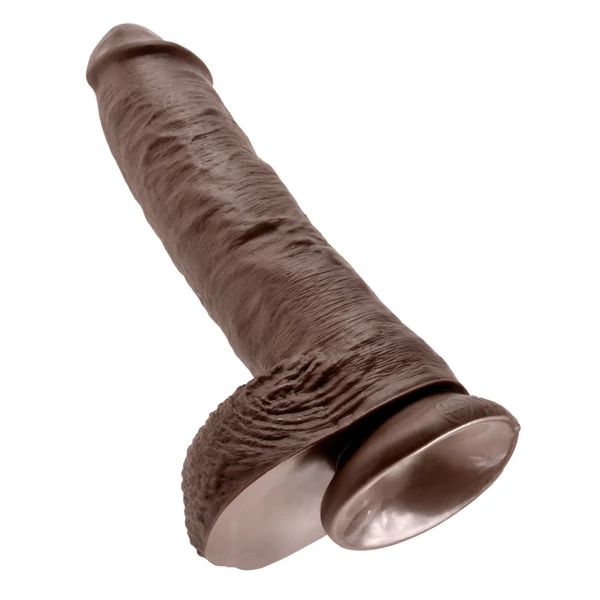 Letapasztható dildó herékkel 10" cock with balls  brown