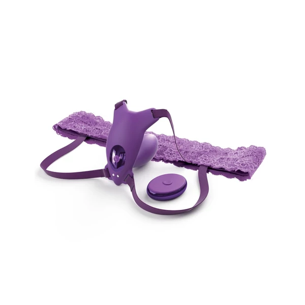 Távirányítós bugyi vibrátor - Ultimate g-spot butterfly strap-on purple