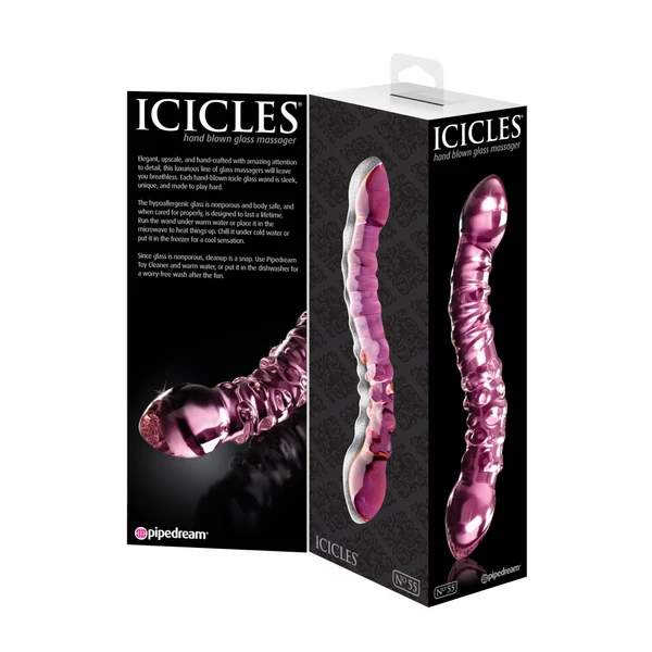 Üvegdildó kétvégű Icicles No. 55  pink