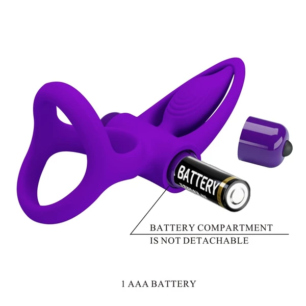 Vibrációs péniszgyűrű herepgyűrűvel és csiklóizgatóval Pretty Love Vibration Cockring purple