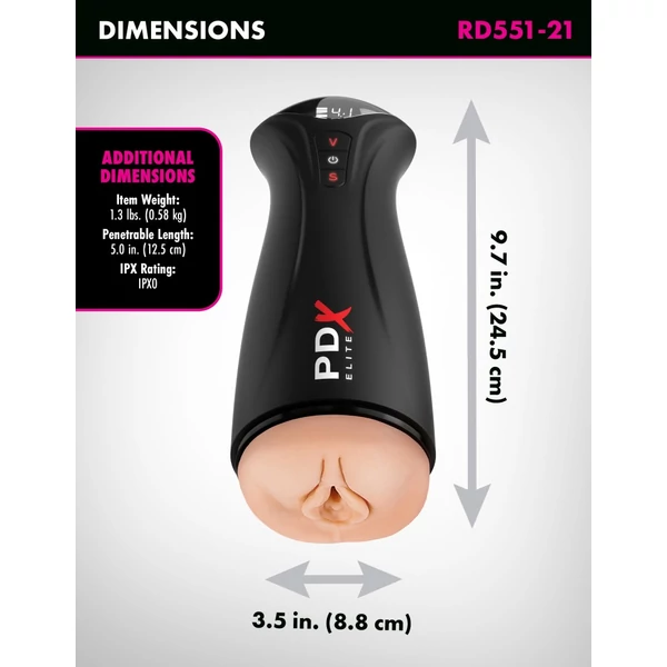 Vibrátoros és szívó vagina maszturbátor - PDX Elite Fuck-gasm light