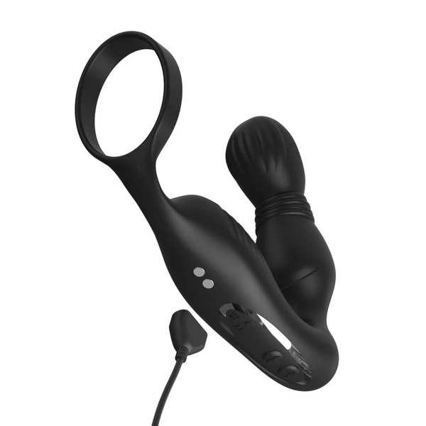 Vibrációs prosztataizgató péniszgyűrűvel Ass-gasm pro p-spot milker black