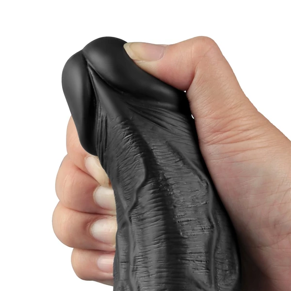 Realisztikus vibrátor 10" real softee rechargeable vibrating dildo(black)
