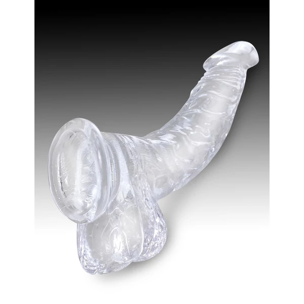 Áttetsző rugalmas műpénisz 19 cm dildó - 7.5" with balls clear