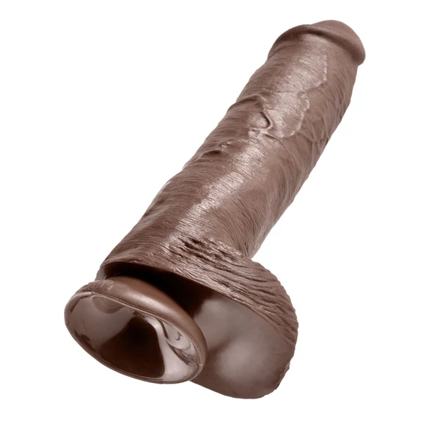 Letapasztható dildó herékkel 11" cock with balls  brown