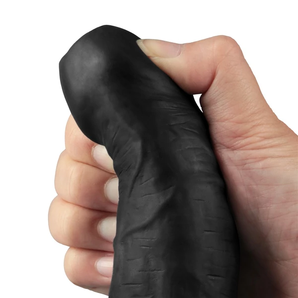 Realisztikus vibrátor 9" real softee rechargeable vibrating dildo (black)