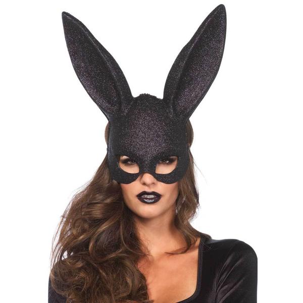 Glitter masquerade rabbit mask black