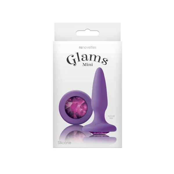 Szilikon plug gyémántszerű lila kővel Glams mini purple gem