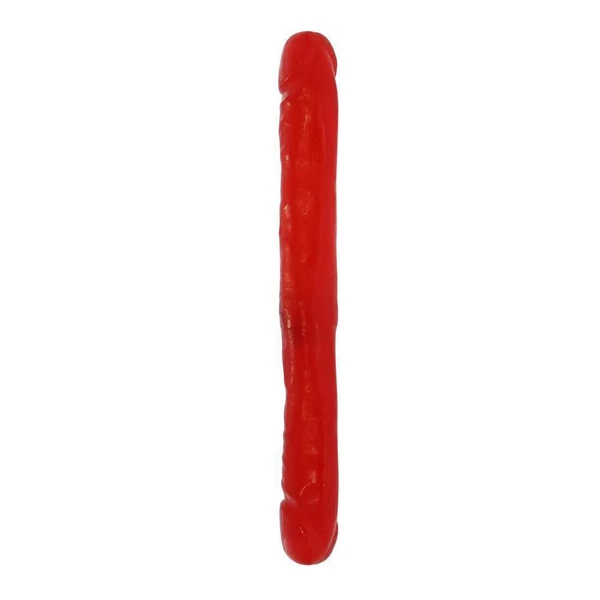 Zselés kétvégű dildó - piros Double Dong Red