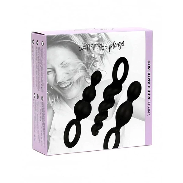 Satisfyer plugs 3 db-os dildó szett (fekete)