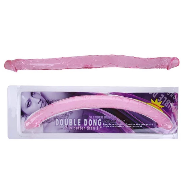 Rugalmas kétvégű pink dildó Double Dong Pink 44*3.5 cm