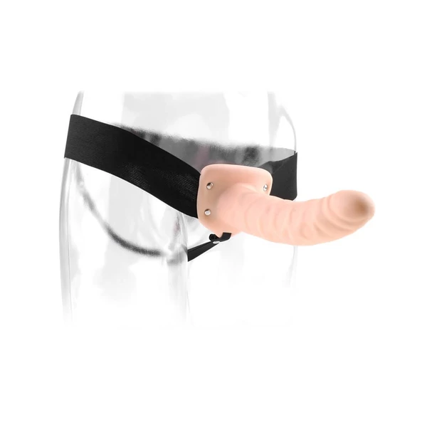 Felcsatolható üreges dildó 20 cm - 8" Hollow Strap-On Light/Black