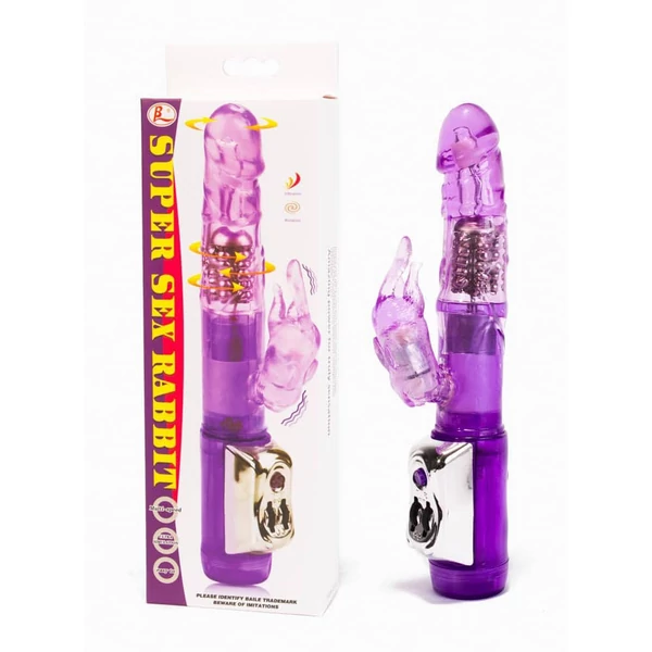 Zselés forgófejes csiklóizgatós nyuzsi vibrátor - Super Sex Rabbit Vibrator Purple 21,5 cm