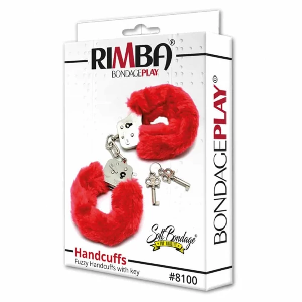 Piros plüss bevonatú fém bilincs - Police handcuffs with soft red fur