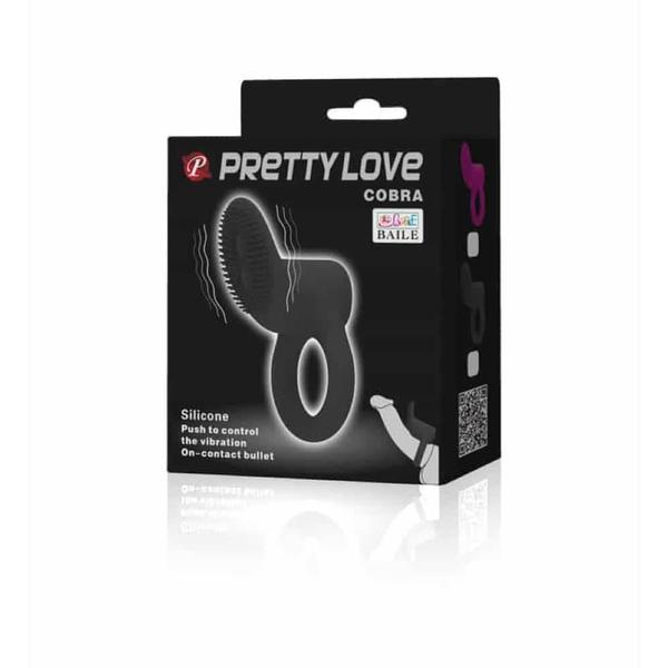 Fekete vibrációs péniszgyűrű csiklóizgtóval Pretty love cobra (lila)
