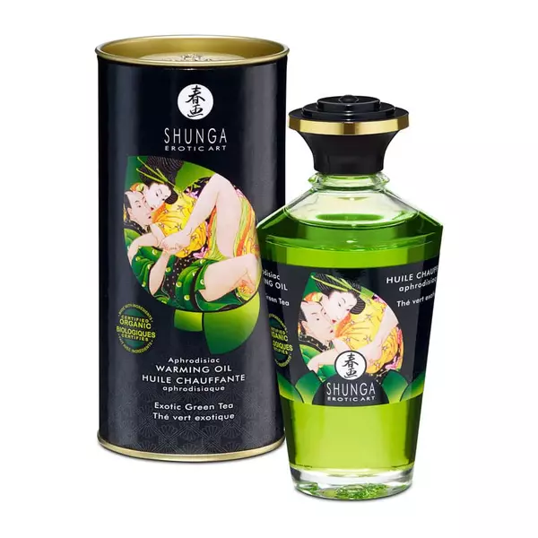 Shunga - melegítő hatású masszázsolaj (zöld tea) - 100 ml