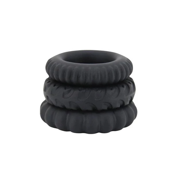 Péniszgyűrű szett Titan 3 in 1 Silicone Rings Black