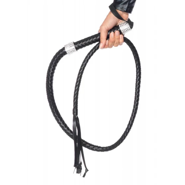 Korbács Rhinestone handle whip black