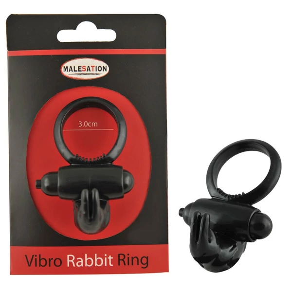 Malestation nyuszis vibro péniszgyűrű - fekete - 3 cm