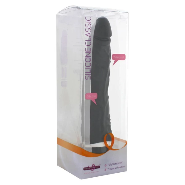 Szilikon vékony élethű vízálló vibrátor - 18 cm - fekete