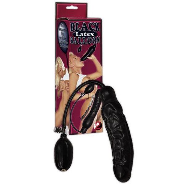 Black latex fekete, latex pumpálható dildó