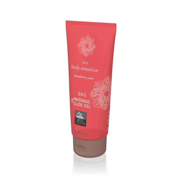 Shiatsu 2in1 strawberry scent - masszázs síkosító (200 ml) - eper