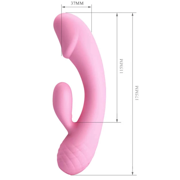 Hajlított g-pont vibrátor csiklóizgató karral Pretty Love Ron baby pink