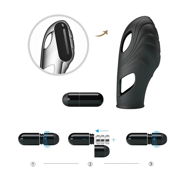 Ujjra húzható mini vibrátor Pretty Love Lich black
