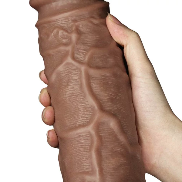 Realistic chubby dildo brown tapadókorongos műpénisz 27 cm 