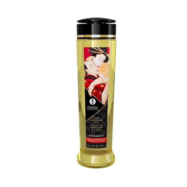 Erotikus masszázs olaj Shunga 240 ml pezsgő és eper