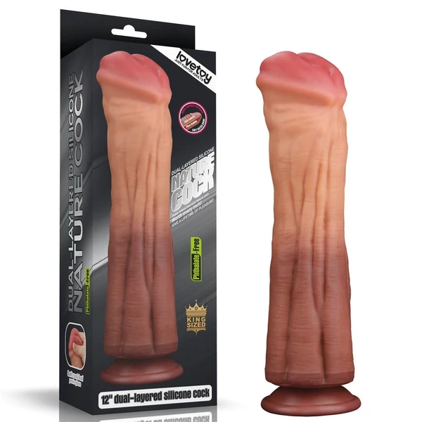 Hatalmas műfallosz Lovetoy 12 dual layered platinum szilikon dildó