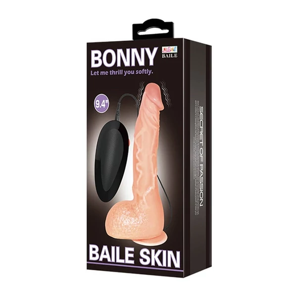 Tapadókorongos pénisz formájú vibrátor Baile skin bonny 25 cm
