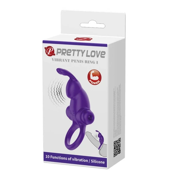 Vibrációs csiklóizgatós péniszgyűrű Pretty Love Vibrant Penis Sleeve 1 Purple