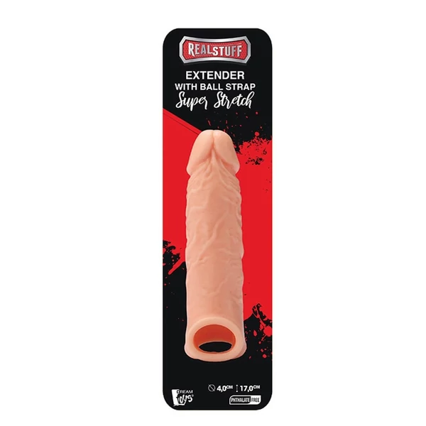 Péniszhosszabbító toldás Realstuff extender with ball strap 17 cm