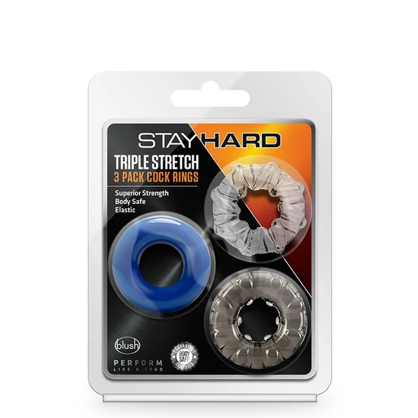 Péniszgyűrű készlet Stay hard triple stretch 3 darabos