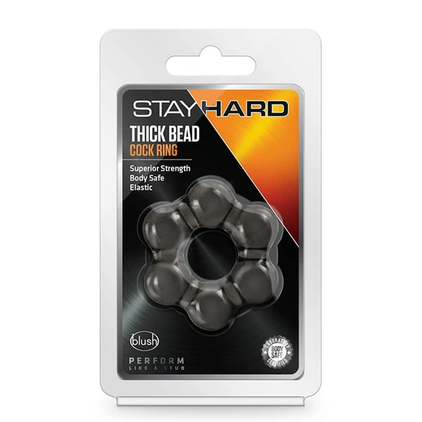 Golyós péniszgyűrű Stay hard thick bead cock ring black