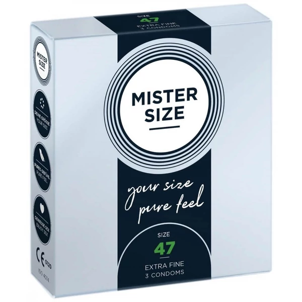 Ultra vékony óvszer Mister Size 47 mm kondom 3 db