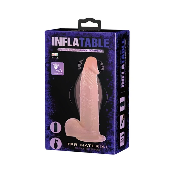 Táguló realisztikus 19 cm-es vibrátor Inflatable dildo 7,5" flesh