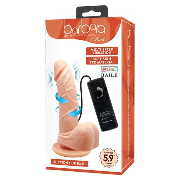 Tapadótalpas reális vibrátor 15 cm Barbara mark multi-speed vibration