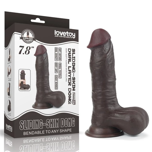 Dildó 20 cm-es sliding skin dual layer dong whole testicle