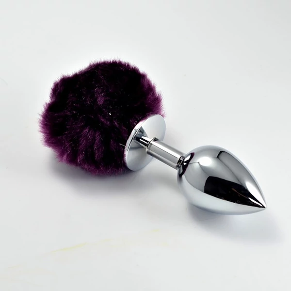 Fém análdugó pomponnal metal plug small bordó