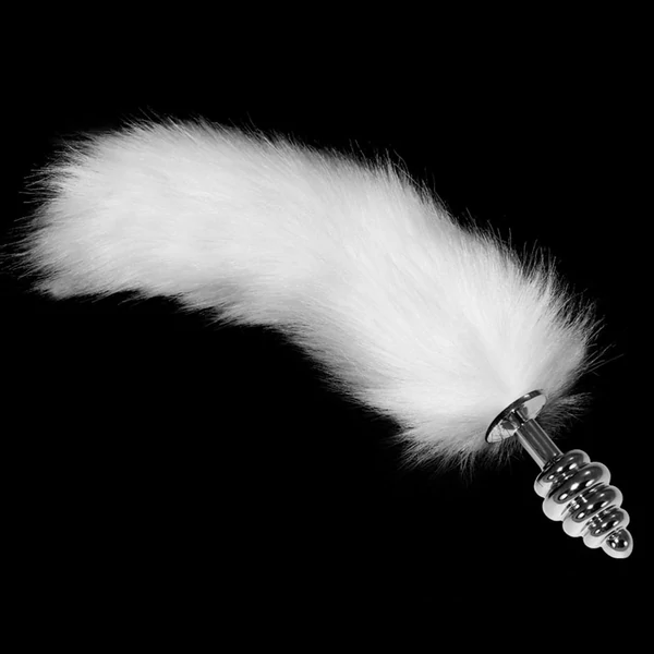 Anál plug szőrme farokkal Gorgeous metal anal tail (silver) white