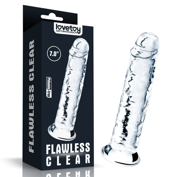 Dildó 18 cm-es puha, tapadókorongos 7'' flawless clear dildo