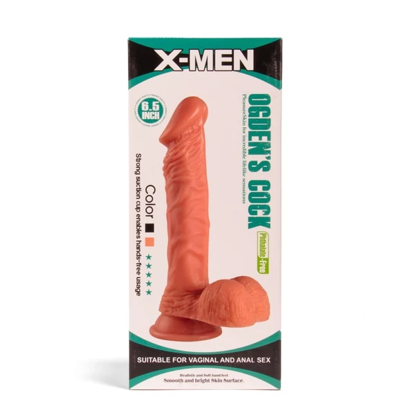 Tapadótalpas dildó X-men ogden's 16,5 cm-es cock flesh