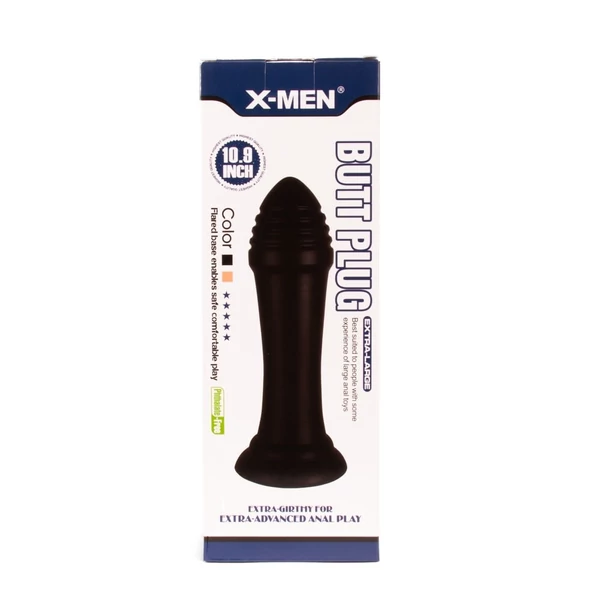 Nagy anál izgató X-men 27,5 cm butt plug fekete