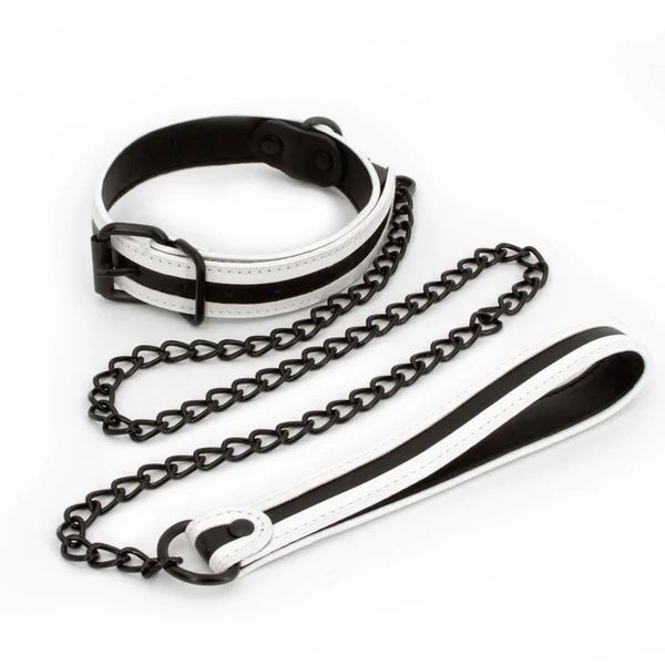 Nyakörv fém pórázzal Glo bondage collar and leash - green
